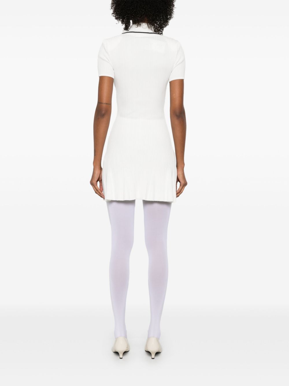 White viscose rib knit - mini dress