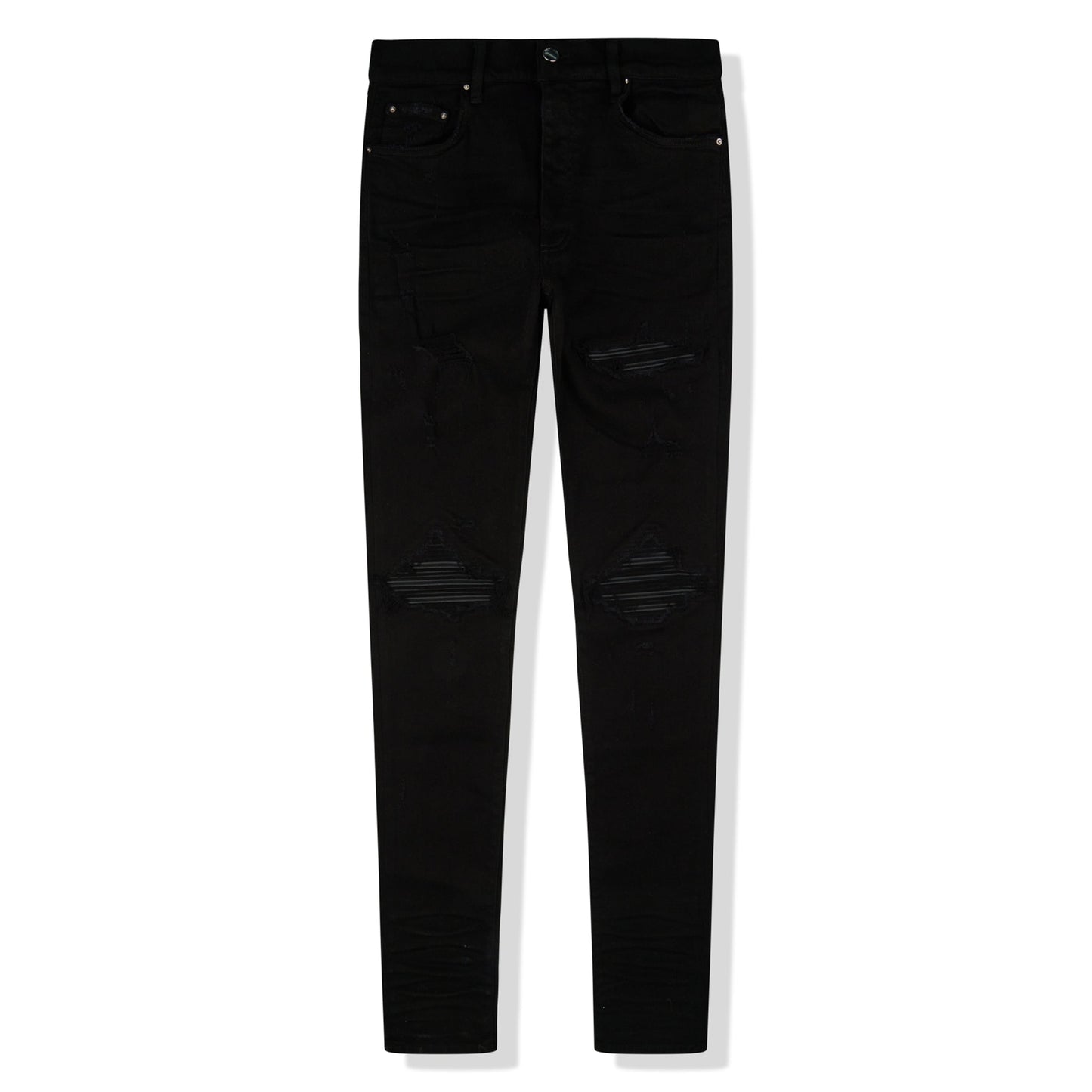 Amiri MX1 Black Leather Patch Jeans