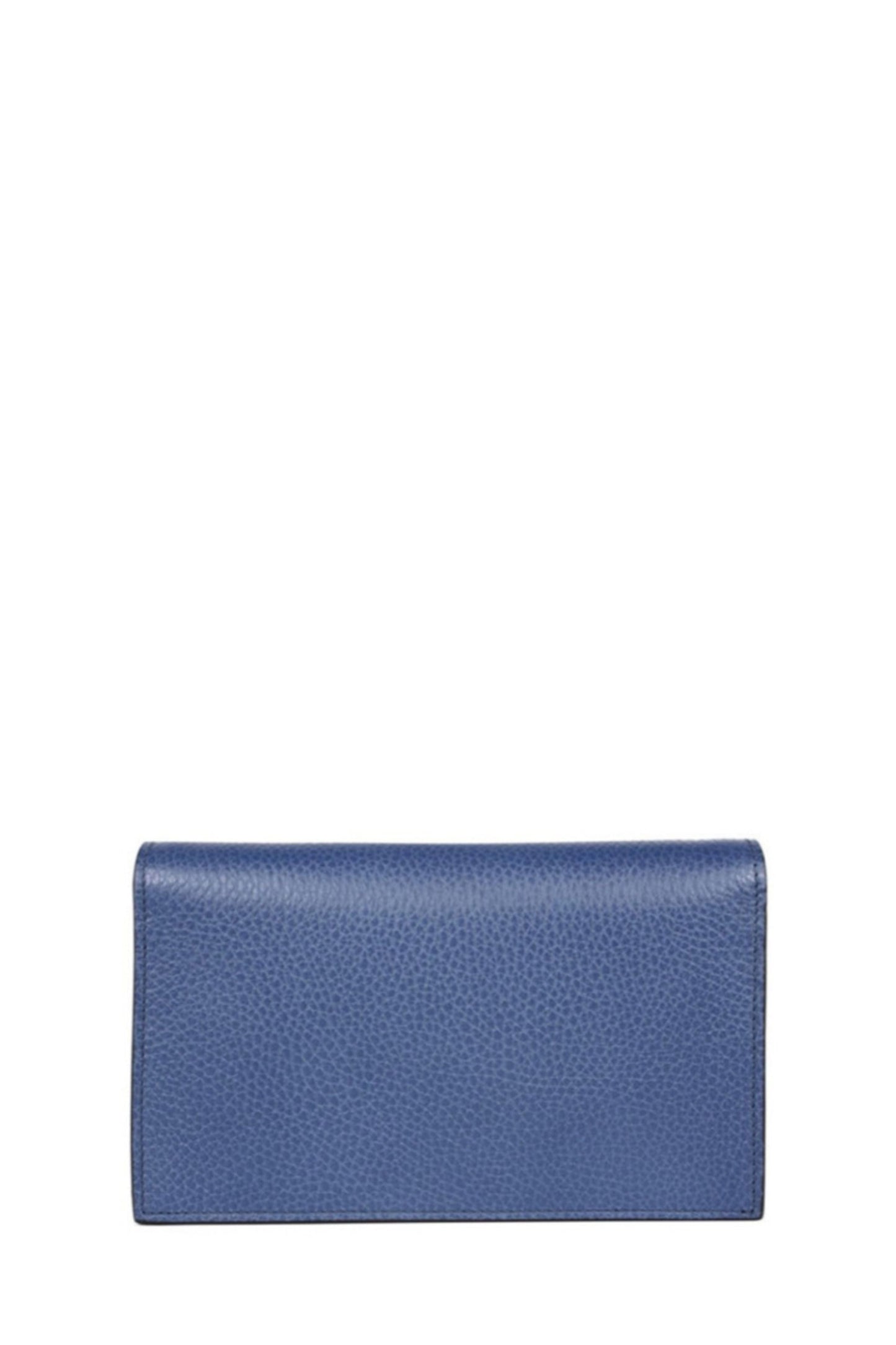 Borsa Interlocking a tracolla GG small pelle blu