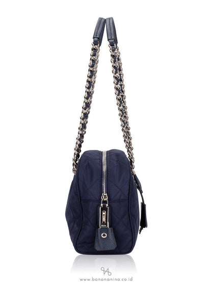 Borsa in nylon con logo blu