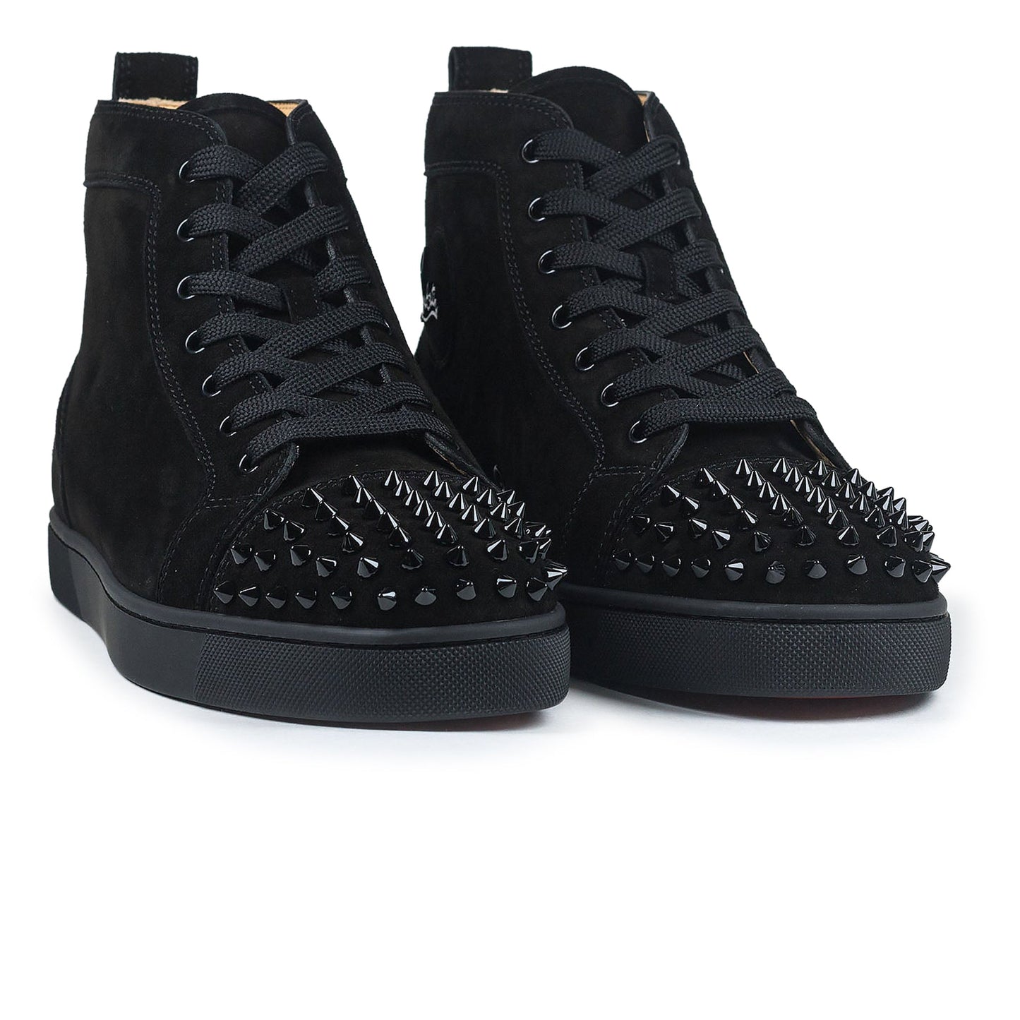 Christian Louboutin Lou Orlato Flat Spikes Suede Black