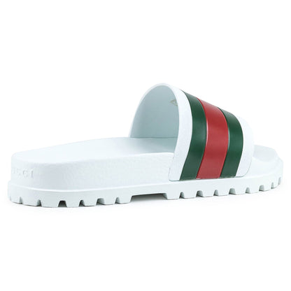 Gucci Web Chunky Pool Slides White/Red/Green