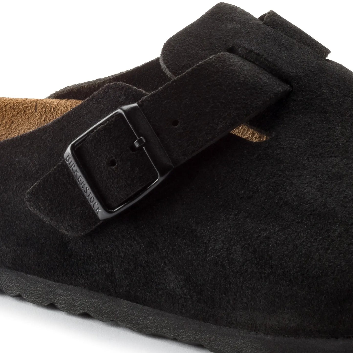 Birkenstock Boston Suede Flat Sandals Black (W)