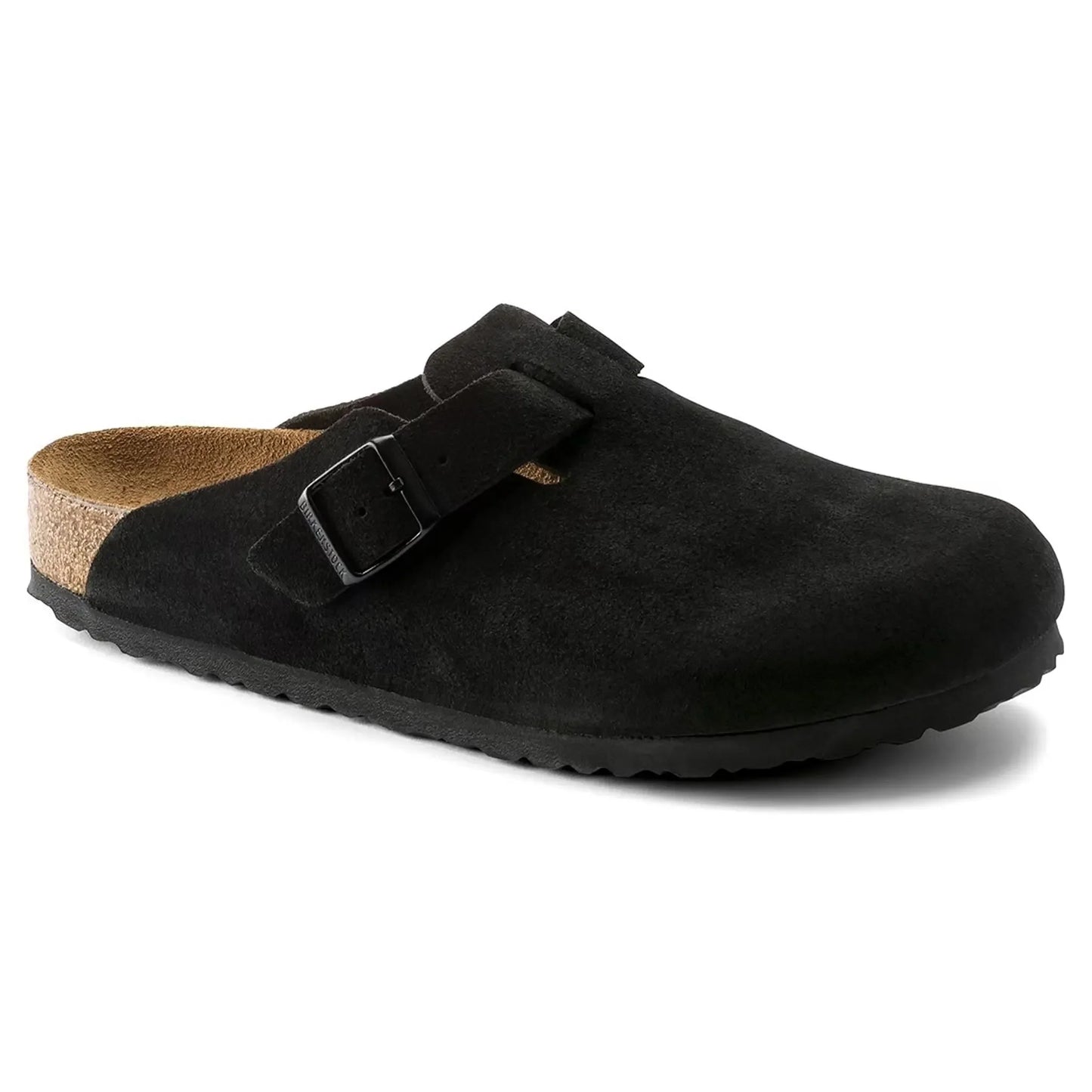 Birkenstock Boston Suede Flat Sandals Black (W)