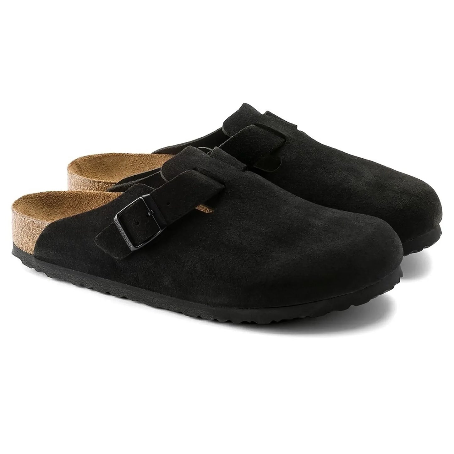 Birkenstock Boston Suede Flat Sandals Black (W)