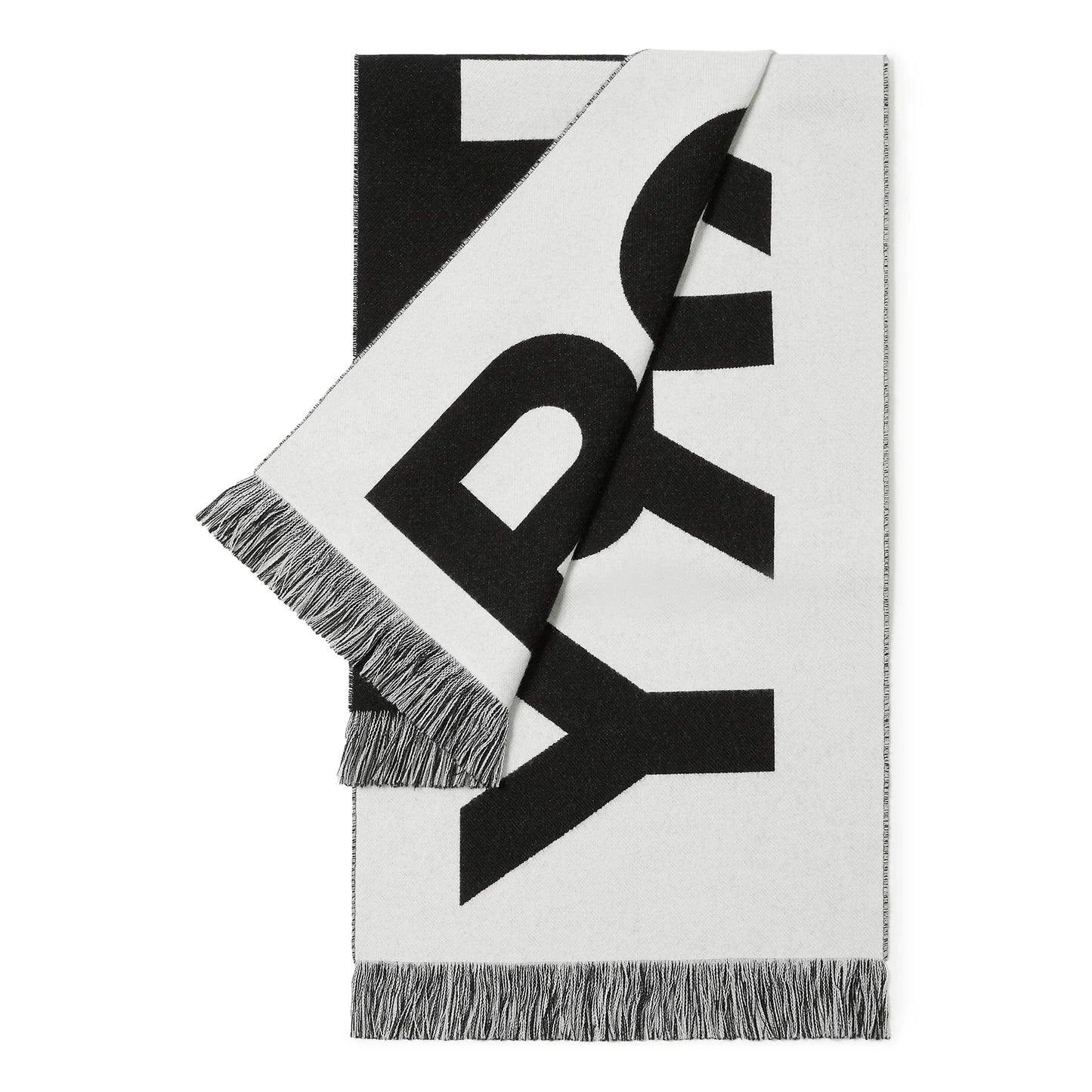 Burberry Logo Wool Black White Scarf