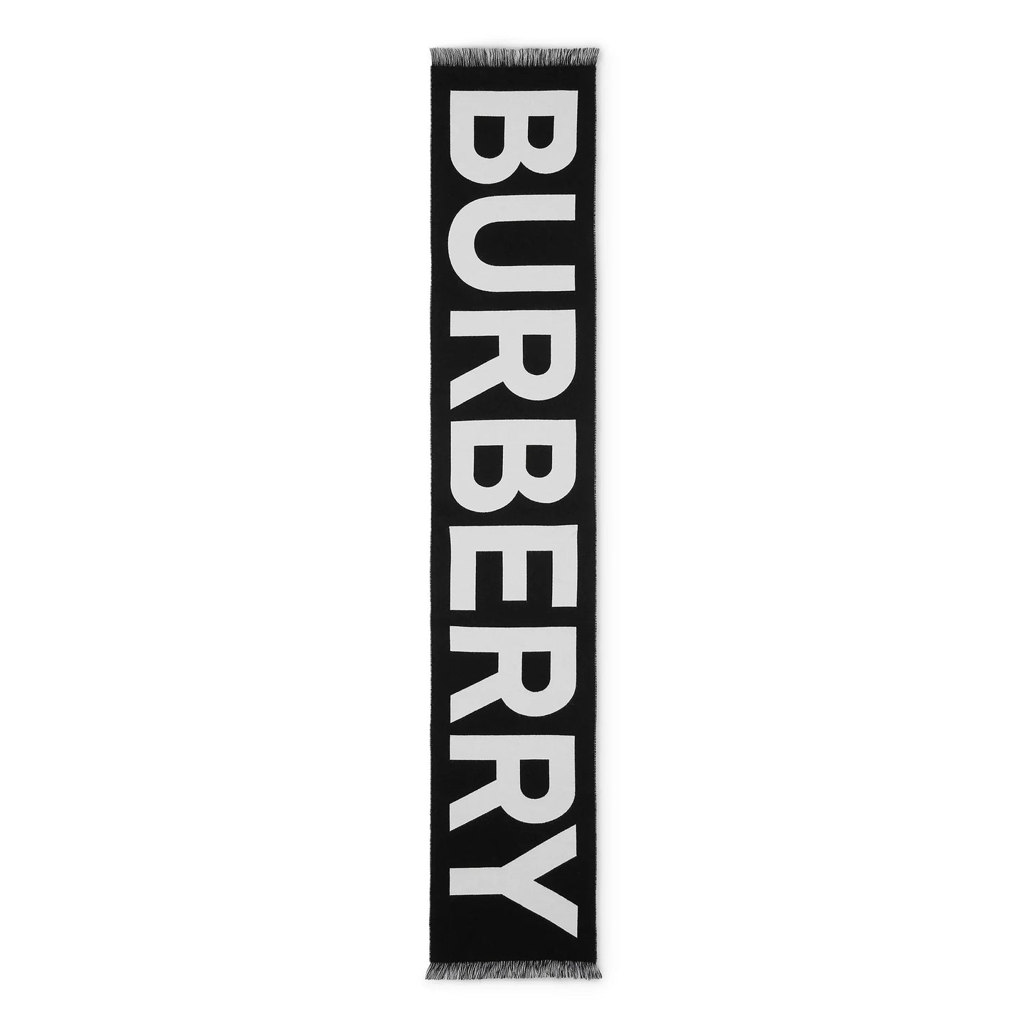 Burberry Logo Wool Black White Scarf