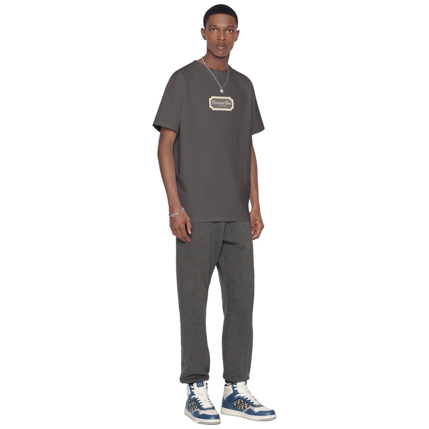 Dior Couture Relaxed Fit Cotton Charcoal T Shirt