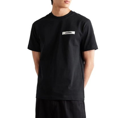 Jacquemus Grosgrain Brand Logo Tab Black T Shirt