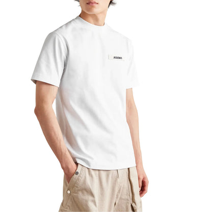 Jacquemus Grosgrain Brand Logo Tab White T Shirt