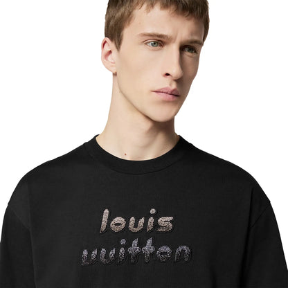 Louis Vuitton Bead Embroidered Black T Shirt