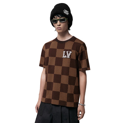 Louis Vuitton Damier LV Crystal Patch Brown T Shirt