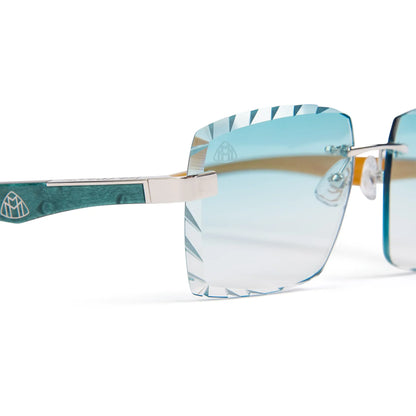 Maybach Eyewear The Artist III P-WCW-Z25 Custom Tiffany Blue Diamond Cut Sunglasses