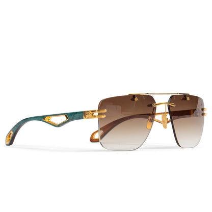 Maybach Eyewear The President I G-WCZ-M09 Gold Light Bronze Gradient Sunglasses