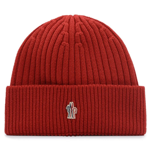 Moncler Grenoble Ribbed Wool Red Beanie