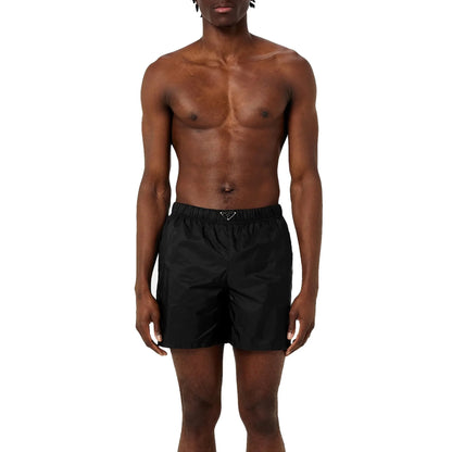 Prada Triangle Interlock Black Swim Shorts