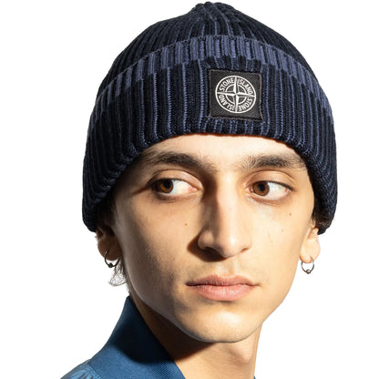 Stone Island Dyed Compass Patch Navy Beanie