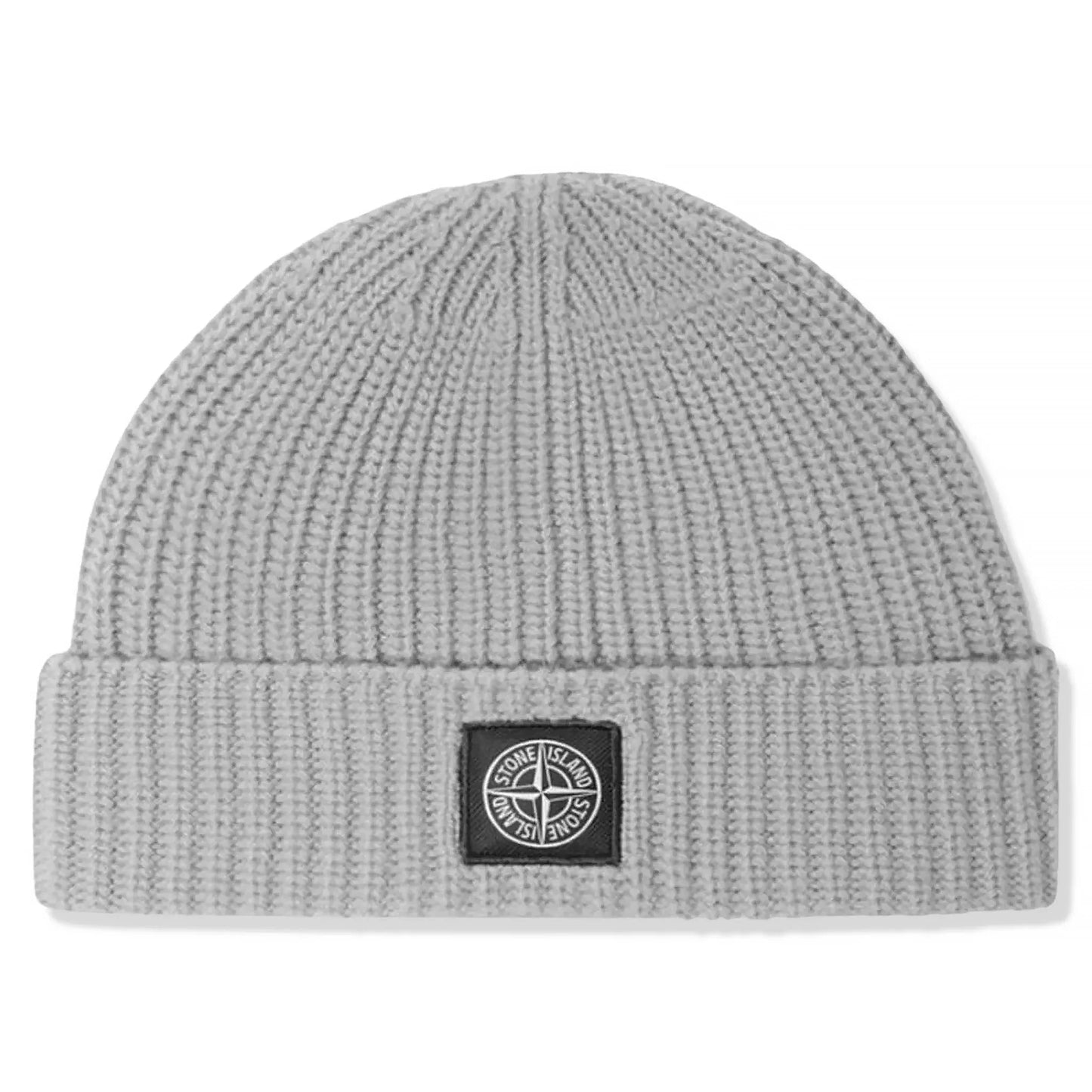 Stone Island Knitted Compass Patch Grey Beanie