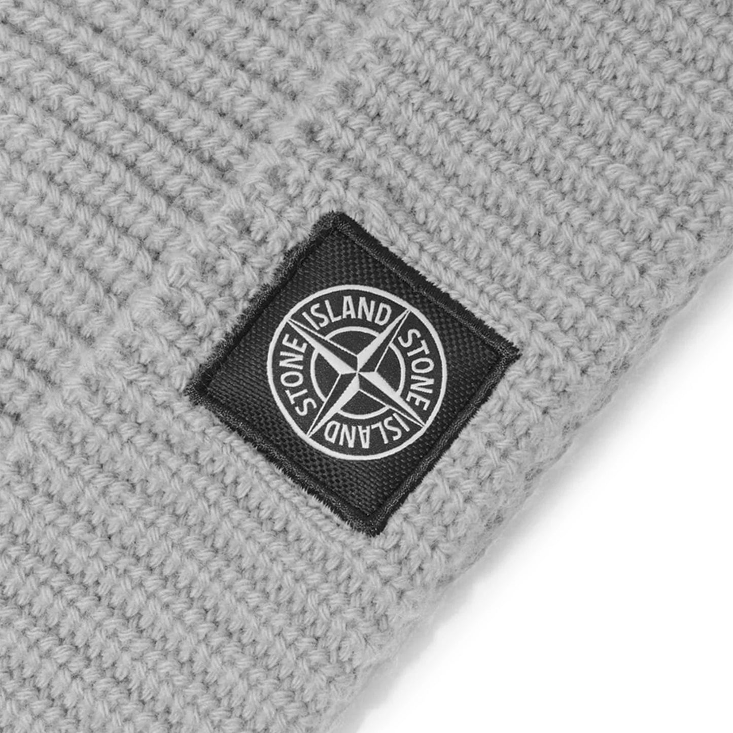 Stone Island Knitted Compass Patch Grey Beanie