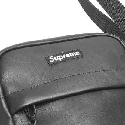 Supreme Black Leather Shoulder Bag (FW24)