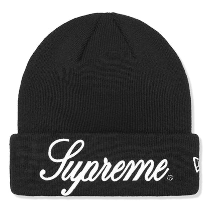 Supreme New Era Script Logo Black Beanie (FW24)